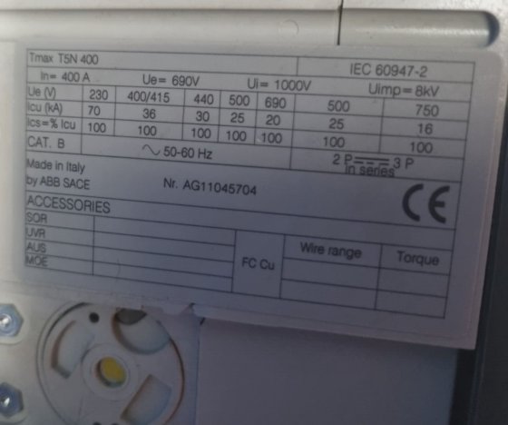 ABB TMAX T5N400 400A 断路器