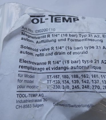 TOOL-TEMP DF02001100 ソレノイドバルブ (BR6.6B22)