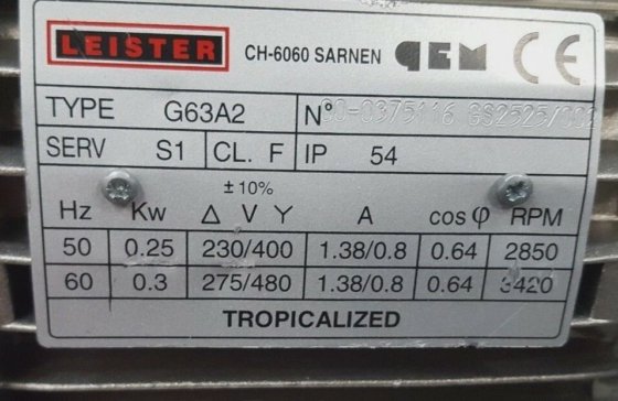 ライスター G63A2 真空ブロワー FEDEX配送