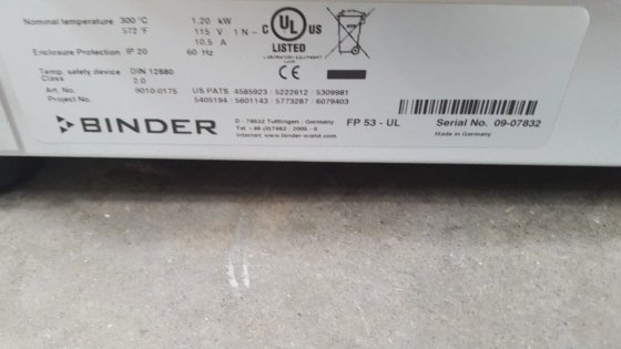 BINDER FP53-UL 9010-0175 OFEN