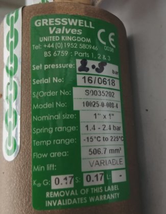 GRESSWELL 10025-0-008-4 S0035202 阀门 (BR6.6B27)