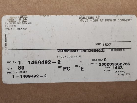 TE Connectivity 高速/模块连接器 1-1469492-2 每批