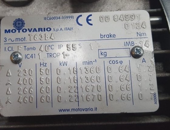 带 T63B4 变速箱的 NRV040 电机（RS5.2）