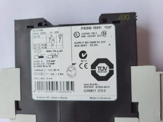 西门子 3tk2842-1bb41 4011209533325 安全继电器（R6S6.3）