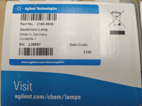 安捷伦 2140-0605 氘灯，全新密封包装，联邦快递或 DHL 送货。