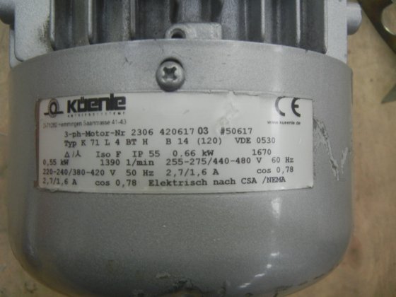 Kuenle 3-Phasen-Motor und ZAE-Getriebe M0D0SC-26:1