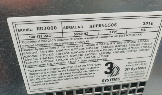 3D SYSTEMS HD3000 CONTROLLER UNIT