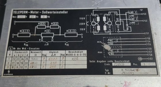 SIEMENS M4000-E J10-043 电机设定点调整器（（IN18S1B2））。