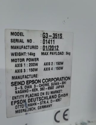 EPSON SCARA G3-351S UL ROBOT