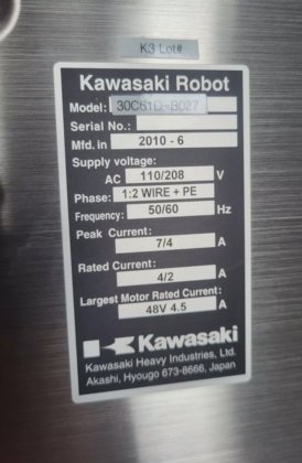 KAWASAKI ROBOT 30C61D-B027 ROBOT CONTROLLER