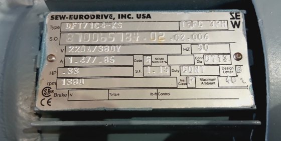 縫製ユーロドライブDFT71C4-KS 3相0.33馬力モーター（BR4.2）