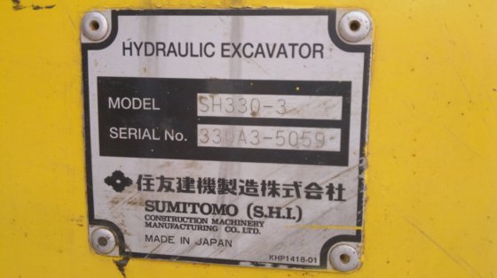 日本制造二手 Sumitomo Sh330-3 挖掘机