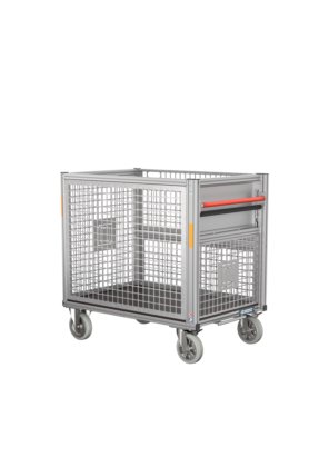 Rollcontainer mit Gitterbox hoch