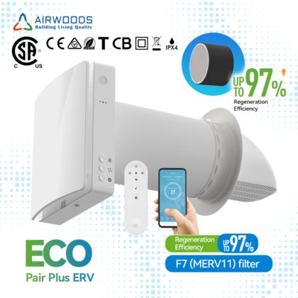 エアウッズ エコペアプラス シングルルーム用エネルギー回収換気装置