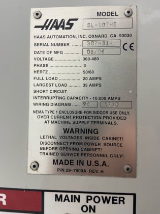 HAAS SL 10 数控车床（2006 年起）