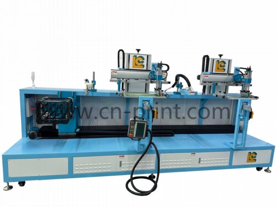 带 LED UV 的伺服旋转式双色塑料周转箱丝网印刷机