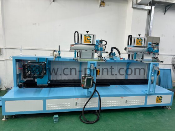 带 LED UV 的伺服旋转式双色塑料周转箱丝网印刷机