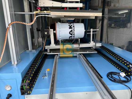 1色円筒バレルプラスチックバケツコンテナUVスクリーン印刷機