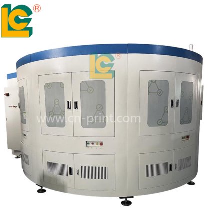 6 色全自动西班牙玻璃瓶丝网印刷机 伺服控制丝网印刷