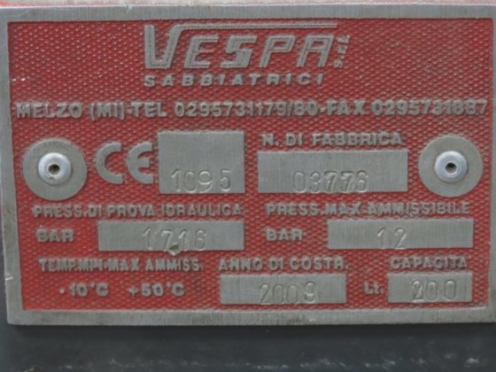 Vespa Sabbiatrici VSP 200 Sandblasting