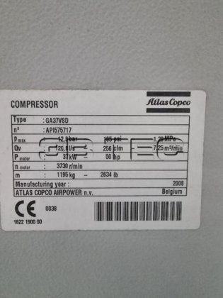 ATLAS COPCO GA37VSD 机器
