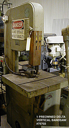 DELTA VERTICAL BANDSAW, MODEL #: 20-365, S/N: 1303674 75703 in Ames, IA