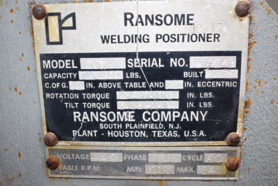 Ransome 120,000lb Welding Positioner - in South Houston, TX, USA