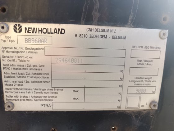 转让2008年纽荷兰BB960A打捆机