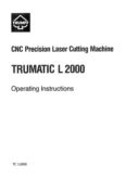 Manual for Used Trumpf CNC